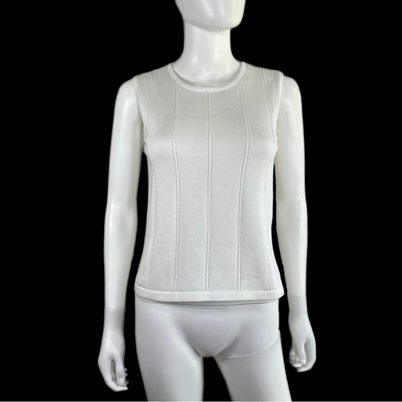 Talbots Sleeveless White  Ribbed Tank Sweater - Picture 1 of 6